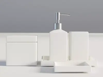 Bathroom Set White 1 3D model