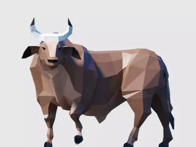 Lowpoly Bull in low polygonal style Low-poly 3D model