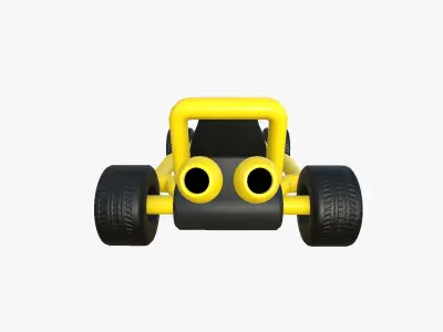 Cartoon Kart H06 Yellow - Vehicle Racing Design Low-poly 3D model