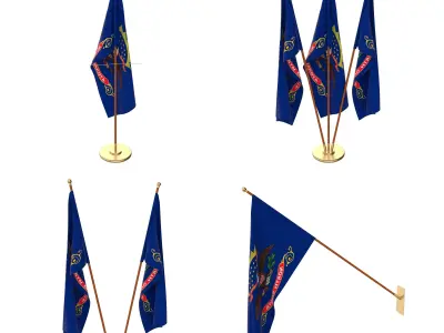 North Dakota Flag Pack 3D model