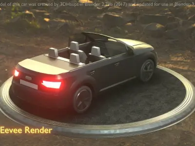 City Car 6 SUV Cabrio Open Type-B Black  Low-poly 3D model