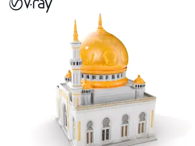 Ornate Mosque Architecture Model Pack with Detailed Dome and ... Low-poly 3D model