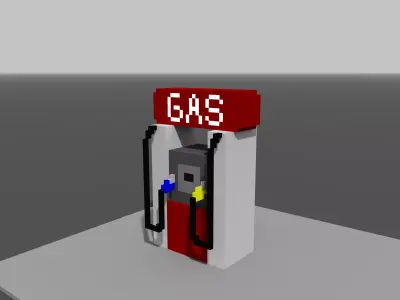 Voxel Gas Station  Low-poly 3D model