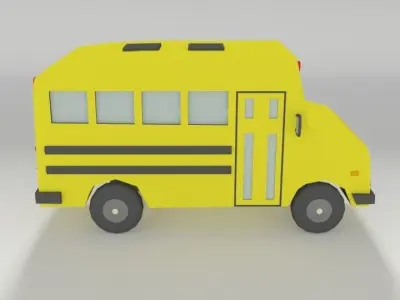 Low Poly Cartoon SchoolBuss Low-poly 3D model
