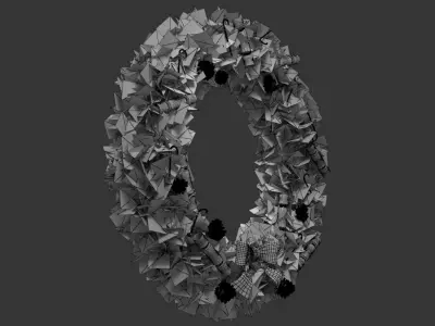  Christmas Wreath with crackers and candy cane Low-poly 3D model