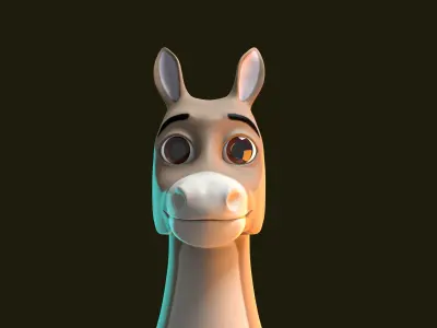 Stylized Male Donkey NoRig Low-poly 3D model