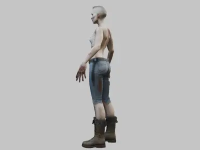 Young Zombie Woman with Buzz Cut - 3D Model Low-poly 3D model