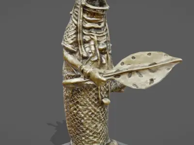 Oba Akenzua Bronze Statue Low-poly 3D model
