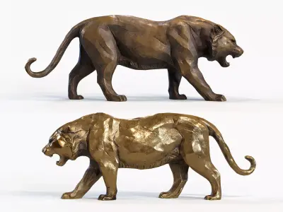 Decorative Tiger statuette PBR Low-poly 3D model