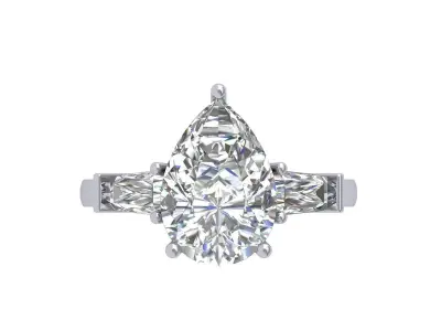 Pear 3 Stone Ring 3D print model