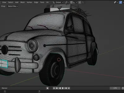 FIAT 600 Classic 3D model with basic interior detail 3D model