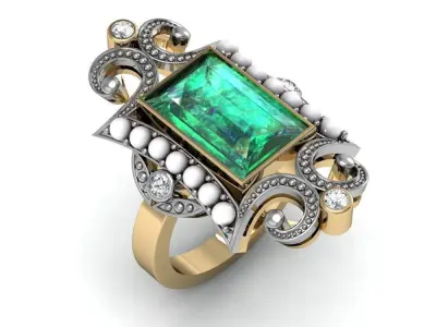 Ring with pearls 3D print model