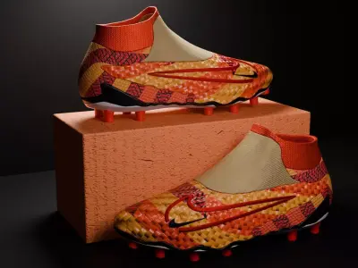 Nike orange boots 3D model