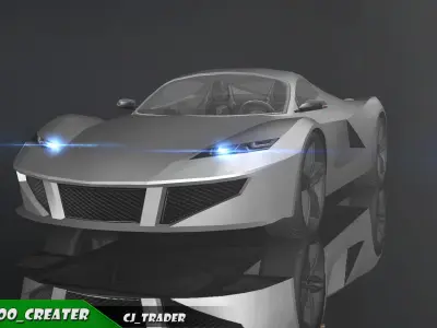 Lowpoly Ferrari Sport Race Car 3D Model Low-poly 3D model