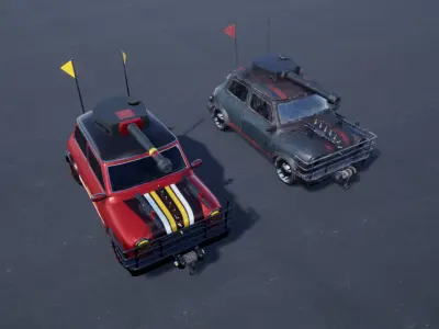 Post Apocalyptic Cars Low-poly 3D model