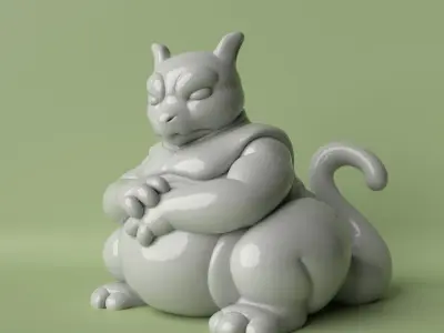 Chubby Mewtwo  The Legendary Psychic Pokemon 3D print model