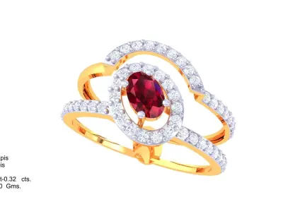 Diamond emphasizing the way diamonds wrap around the golden band 3D print model