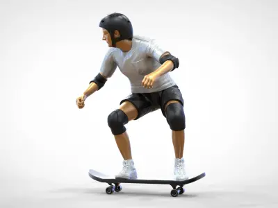 N1 Skateboarder Skateboarding with skateboard 3D print model
