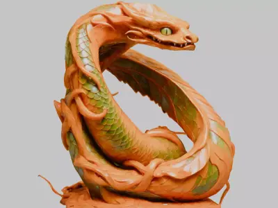 Fantasy Snake Shape 3D Model Low-poly 3D model