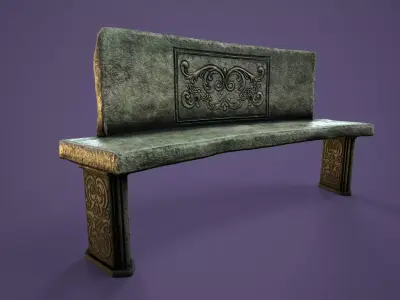 Concrete Bench Low-poly 3D model