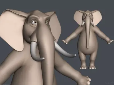 Stylized Cartoon Elephant - Biped 3D model