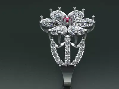 The Royal Blossom Cocktail Ring jewelry 3D model - for Her 3D print model