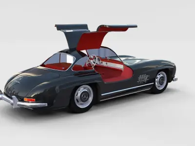Rigged Mercedes 300SL Gullwing with Interior rev 3D model