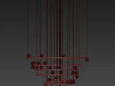 Chandelier circular with balls hanging from it 3D model