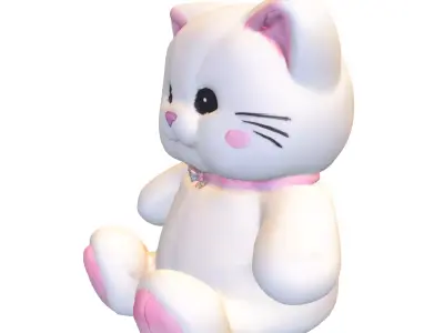 Cute Plush Cats Toy Model Low-poly 3D model