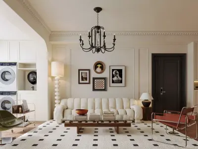 Modern living room dining room interior scenes 390 3D model