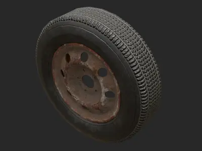 Old Rusty wheels Low-poly 3D model
