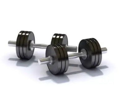 Black Metallic Pair Of Dumbbells 3D model