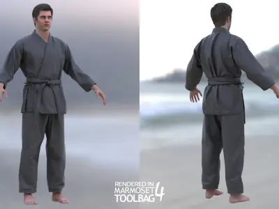 Womens and Mens Martial Uniforms - Modular - Rigged 3D Model Collection