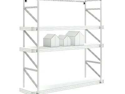 Wall Shelf with House Shape Blocks 3D model