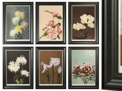 Paintings with flowers 3D model purchase