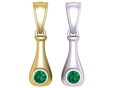 Yellow Gold Emerald Pendant 3D Printable Model 3D print model