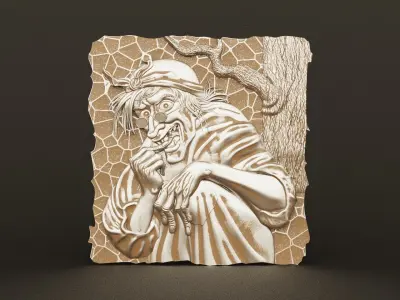 3D panel Witch Baba Yaga 3D print model