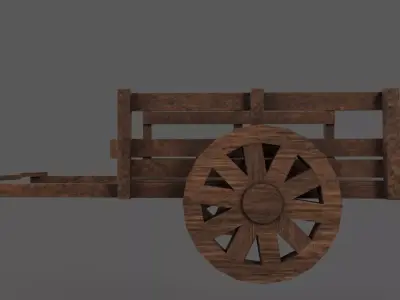 Wooden Cart Low-poly 3D model