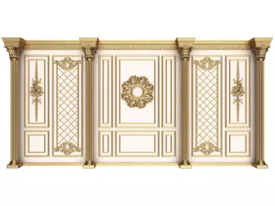 Boiserie Classic Wall with Mouldings 05 White Low-poly 3D model
