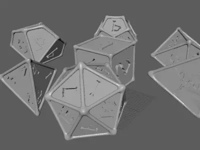 A set of Polyhedral Dice font in the shape of the bones 3D print model