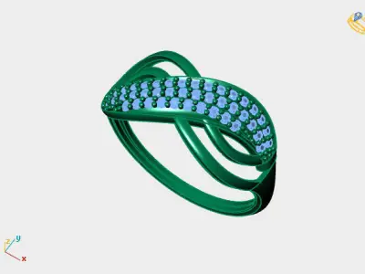 Women Ring Diamond Stone STL 3DM Lightweight Printable 3D print model 21