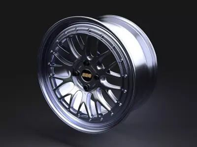 BBS LM198 17x7 4x100 and Michelin 235-40 R17 Racing Slik Low-poly 3D model