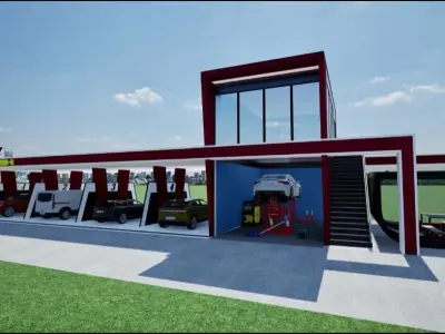 Modern Car Wash 3D Render with Full PDF Guide and HD Videos 3D model
