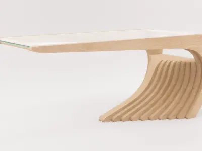 Woodbang Lucid parametric coffee table - Oak Wood Free 3D model