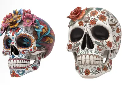 Mexican Skulls - Halloween Low-poly 3D model