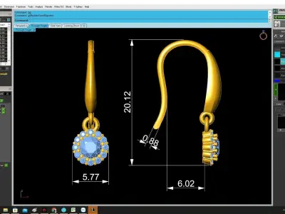 Elegant Round Cluster Diamond Drop Earrings 3D Model  4236 3D print model