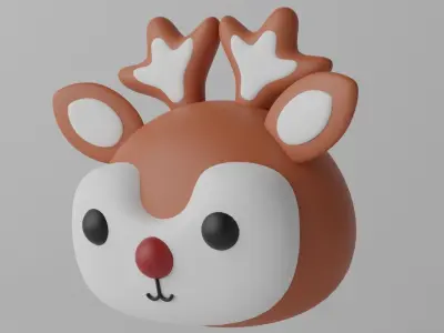 Cartoon Cute Deer Head 3D model