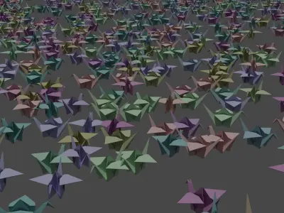 Origami Crane Scene Low-poly 3D model