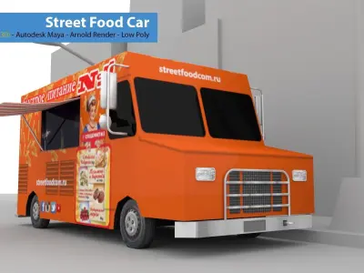 Street FastFood Car  Low-poly 3D model
