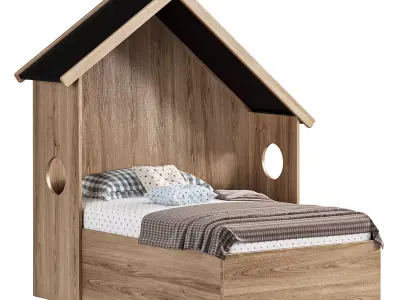 Odacix Hausbett Sultan Montessori in Vogelhausdesign 3D model